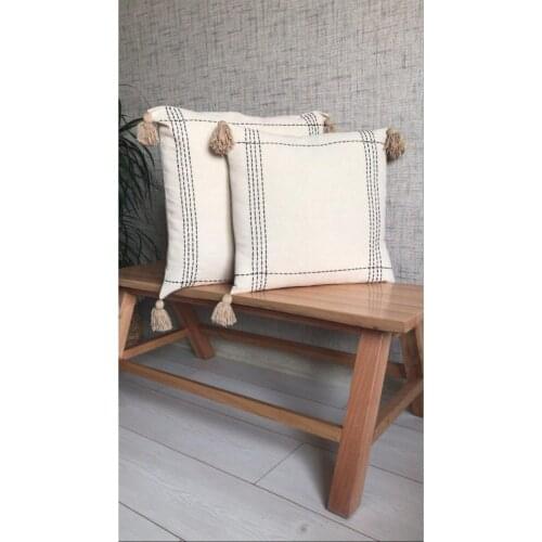 Linen Hand Processing Tassels Pillow decorate Case 43x43 2021 New High Quality Home Decoration Sofa Seat Accessory Designed