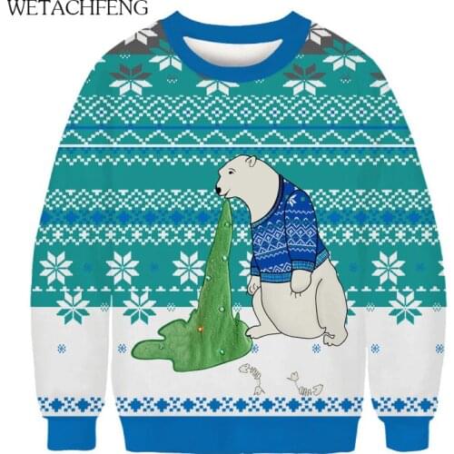 Fashion Mens Sweaters Ugly Christams Funny Novelty Cartoon Animal Printed Unisex Jumpers Tops Winter Xmas Plus Size Sweatshirts