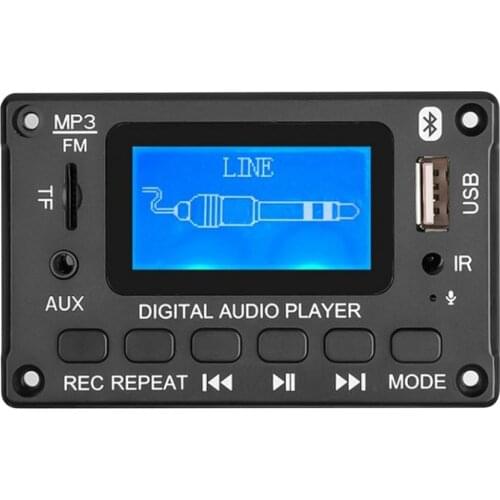 12V LCD Bluetooth MP3 Decoder Board WAV WMA Decoding MP3 Player Audio Module Support FM Radio AUX USB With Lyrics Display