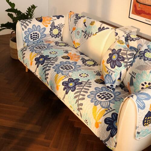 Thick Sofa Cover Towel Slipcover Cotton Fabric Flowers Non-slip Bohemia Couch Cover Corner Towel Mats 1PCS