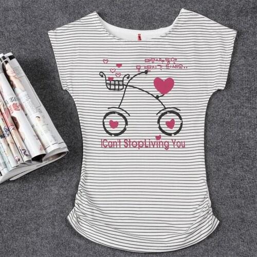 Casual Women Short Sleeve T-shirts Casual White Tee Tops Summer Cotton O-Neck T shirt Print Fashion Girls Clothing