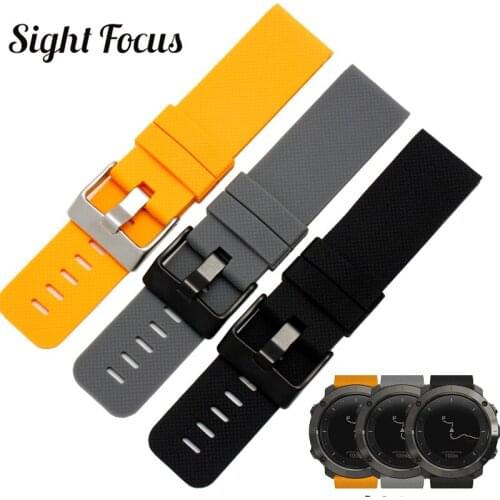Sight Focus 24mm Rubber Watchband For Suunto TRAVERSE Series Alpha Spartan Silicone Watch Strap Essential Band Orange Black Gray