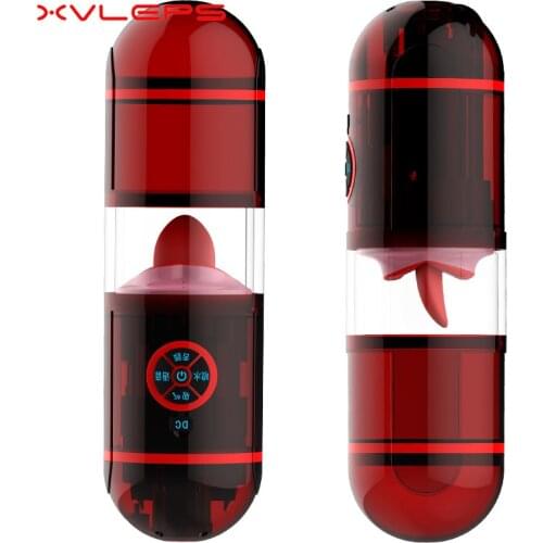 Xvleps Sex Male Masturbator Deep Throat Penis Suck Massage Realistic Voice Vagina Licking Tongue Vibrator Masturbation Cup