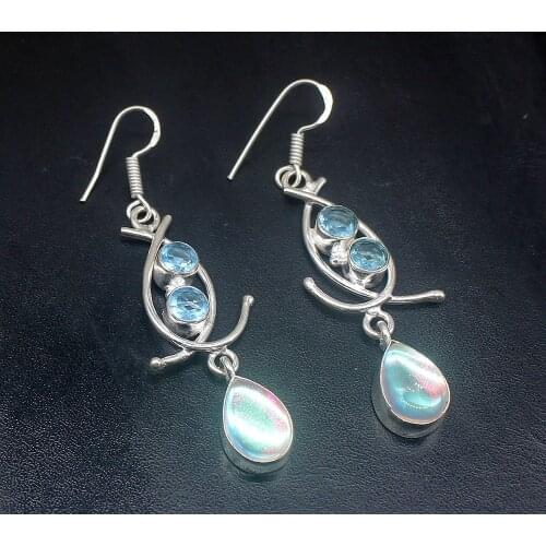 Gemstonefactory Big Promotion Unique 925 Silver Charm Colorful Topaz Shiny Women Ladies Gifts Dangle Drop Earrings 20212320