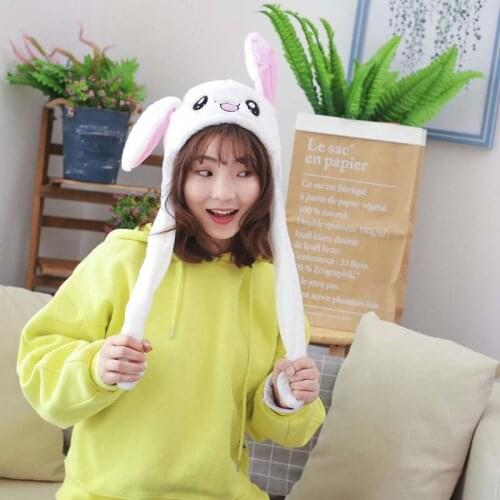 Cute Bunny Plush Hat Funny Playtoy Ear Up Down Rabbit Gift Toy for Kids Girls Girlfriend Dropship LXH