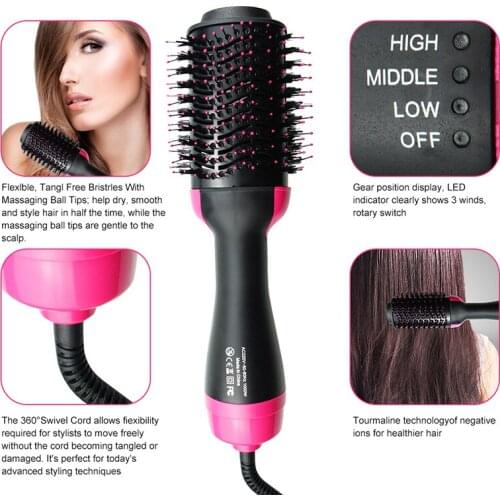 Curling Irons curling wand 2 in 1 Hair Dryer Multifunctional One Step lectric Hot Air Hair Dryer Brush & Curling Iron comb