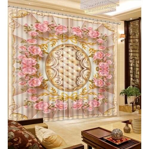 Modern Luxury 3D Curtains Drapes For Bed room Living room Office Hotel marble flower curtains Blackout Shade Window Curtains