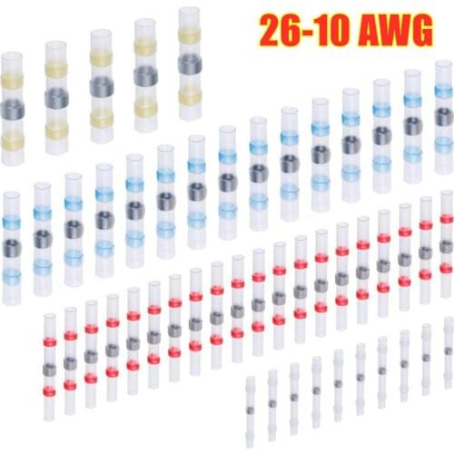 5/10/20/30PCS Waterproof Solder Seal Sleeves Heat Shrink Butt Wire Connectors Electrical Cable Splice Tinned Terminals 26-10AWG