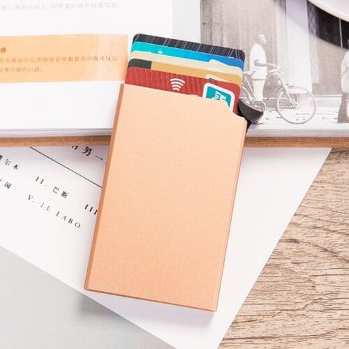 Slim Aluminum Card Package With Elasticity Automatic Pop Up Bank Card Case For Back Pouch ID Credit Card Holder Mini RFID Wallet