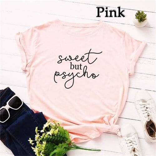 Womens T Shirt "Sweet But Psycho" Printed T Shirt Summer Fashion T Shirt Womens Casual Tee Tops Polyester casual ops TX5461