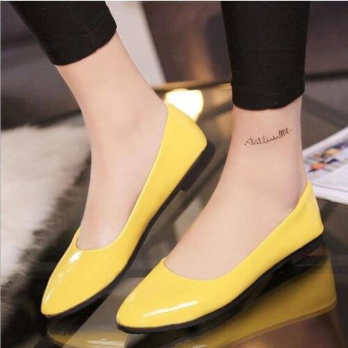 2021 Spring Autumn Patent Leather Woman Single Shoes Shallow Round head Ballet Flat casual shoes Contracted size 35-42