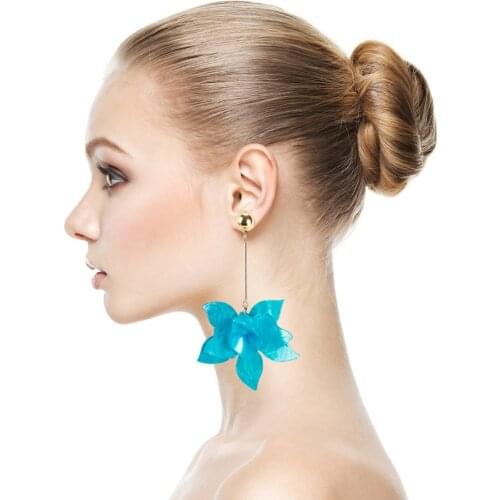 Fashion Elegant Long Chain with Orange White Acrylic Flower Drop Earrings for Women Bijoux Party Accessories New Jewelry