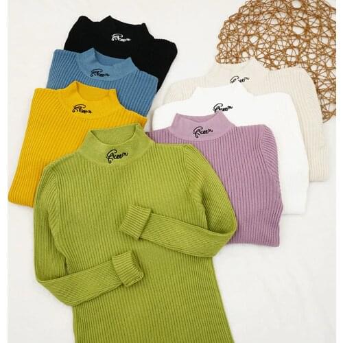 ON sale 2021 Spring Autumn Women ladies Queen embroidery letter knitwear sweater femme pull Shrunken Crew neck jumper clothes