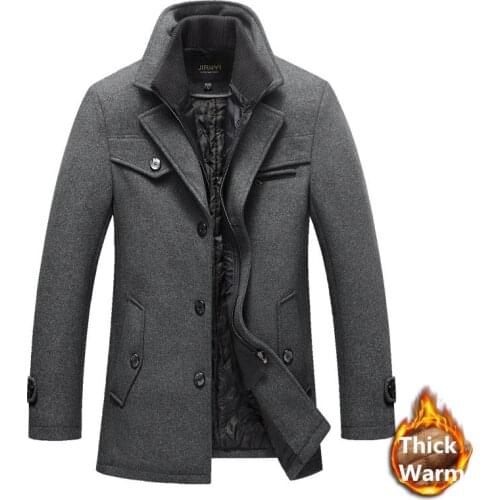 Winter Jacket Men Long Wool Coats Thick Warm Overcoat Casual Slim Palto Windbreaker Woolen Jakets Trench Peacoat Parkas 5XL