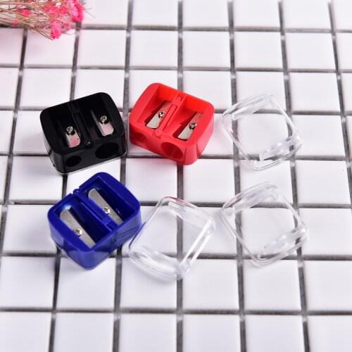 1PCS 3.8*2.9*2.5 cm Pencil 2 Holes Sharpener for Eyebrow Lip Liner Eyeliner Pop Random Color