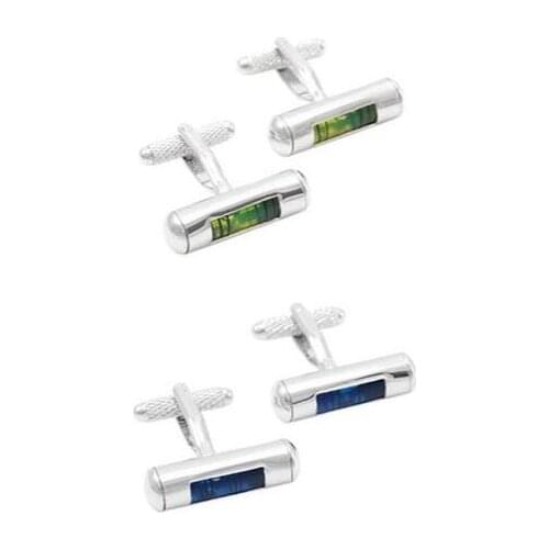 10pairs/lot Green/Blue Level Balance Cufflinks Functional Gradienter Cuff Links Mens Jewelry Wholesale