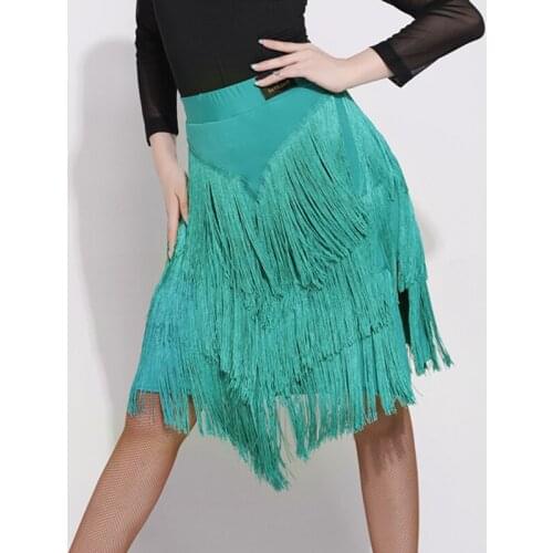 4 Color Classical Latin Dancing Skirts For Women Fringe Dance Skirt Modern Rumba Tango Dress Flamenco Salsa Dance Clothes VDB166