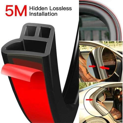5M L Shape Car Door Seal Strip Noise Insulation Weatherstrip Sealing Rubber Strip Trim Car Rubber Seals Car Interior Accessories