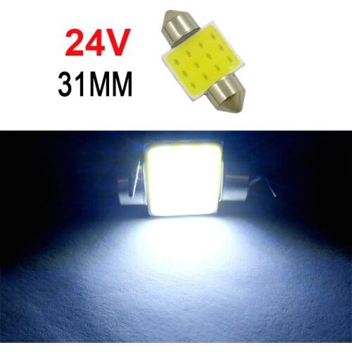 50Pcs White Festoon LED COB Bulbs 31mm Car Bulb For Auto Dome Map Reading License Plate Lights 24V