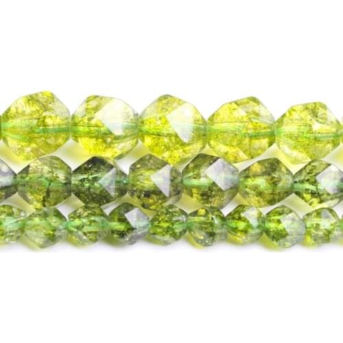 6/8/10mm Natural Faceted Peridot Stone Beads Round Loose Beads For Jewellery Making Bracelet 15inches