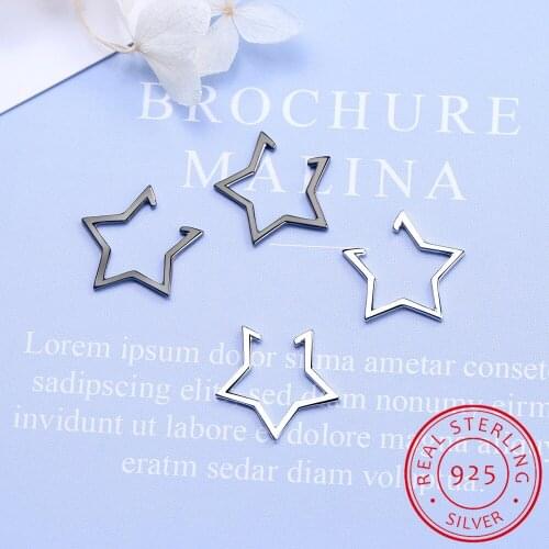925 Sterling Silver Hollow Out Geometric Five-pointed Star Ear Cuff Clip Earring for Women Fine Jewelry Brincos Dropshipping