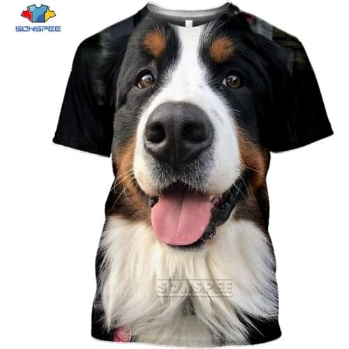 SONSPEE Brand Designer Women T Shirt Funny 3D Dog Face Printed Men T-shirts Fashion O Neck Short Sleeve Tops Tee Shirt Homme H46
