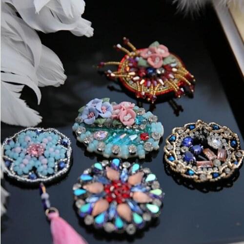 Nordic-style handmade bead garment accessories rhinestone patches for clothing diy crystal brooches hair materials