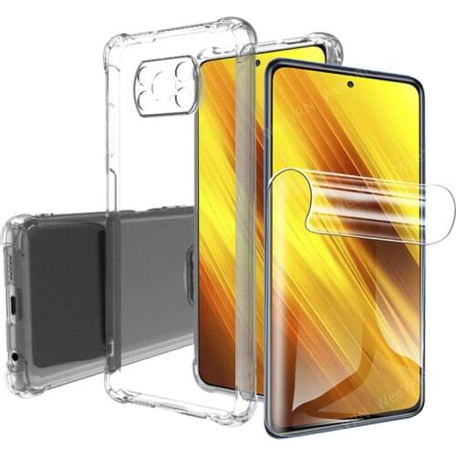 Poco X3 NFC 2020 PocoX3 X 3 m3 Case Transparent Shockproof Hydrogel Film Camera Protector For Xiaomi Poco X3 NFC m3 2020 Cover