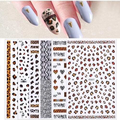 Nail Watermark Decoration Decal Colorful Leopard Tiger Pattern Taro Milk Pattern Slider Water Transfer Female Trendy Sticker