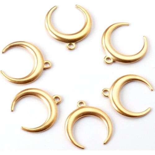 ASON 10pcs/lot Simplicity DIY Moon Pendant Jewelry Necklace Charm Accessories Handmade Supplies Gold Silver Color Wholesale 2021