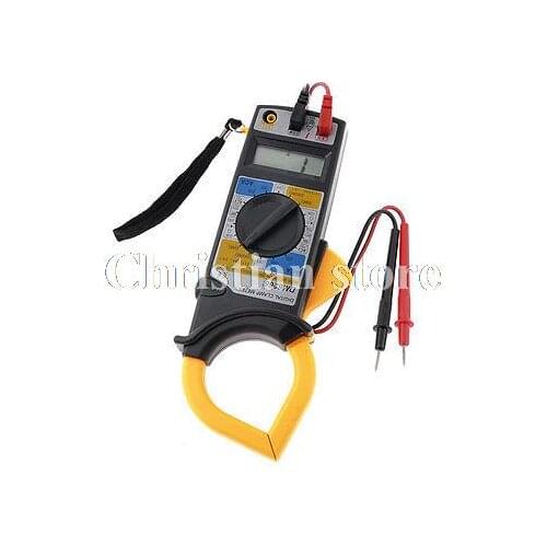 DM6266 Ammeter Voltmeter Digital Clamp Meter Yellow Gray w 2 Leads