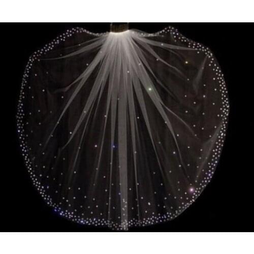 1 Tier White Ivory Fingertip Veils Crystals beaded Bridal Wedding Veil With Comb