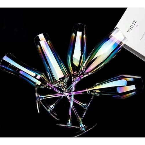 INS Web Celebrity Rainbow Goblet Colorful Crystal Champagne Goblet Colorful red Goblet Creative Ion-plated Goblet