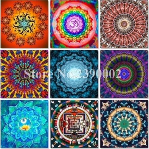 5D Diy Diamond Painting Cross Stitch Flowers Colorful Mandala Diamond Mosaic Full Diamond Embroidery Decoration Christmas Gift