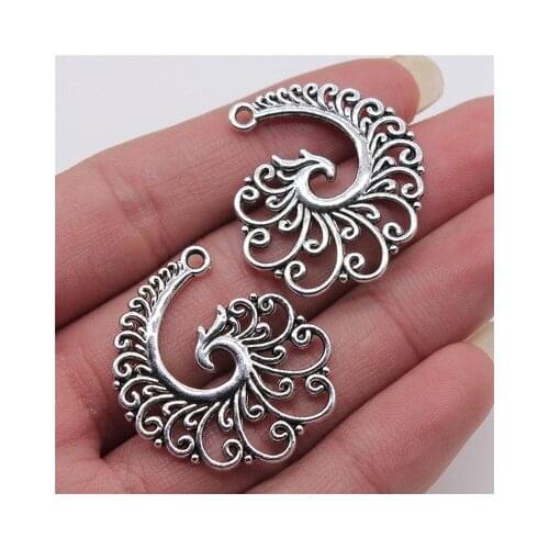 5PCS/lot 32*31mm Metal Charms Phoenix Pendants Silver Gold Color Making DIY Handmade Tibetan Jewelry DIY