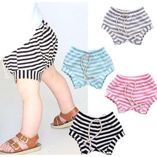 Lioraitiin 0-4Years Toddler Cute Infant Baby Girls Boy Baggy Shorts Bottoms Striped Toddler Summer Bloomers 4Styles