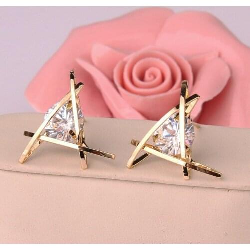 MISANANRYNE 2017 Hot Square Stud Earrings for women Gold Color CZ Fine Jewelry AAA zircon Earring Wedding brincos