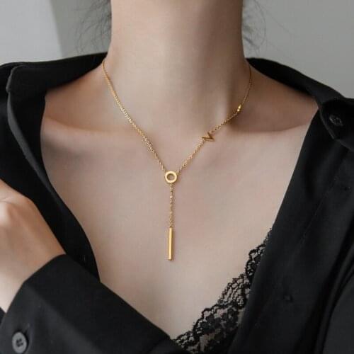 YUN RUO 2020 Fashion Letter Love Pendant Necklace Chain 18K Gold Plated Titanium Steel Jewelry Woman Gift Accessories Never Fade