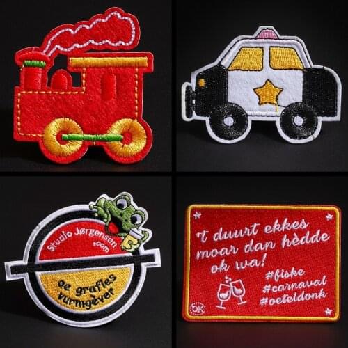 Cartoon toy car patches for clothing Red locomotive Letter square Epaulet Badge ironing on clothes Clothing accessories DIY
