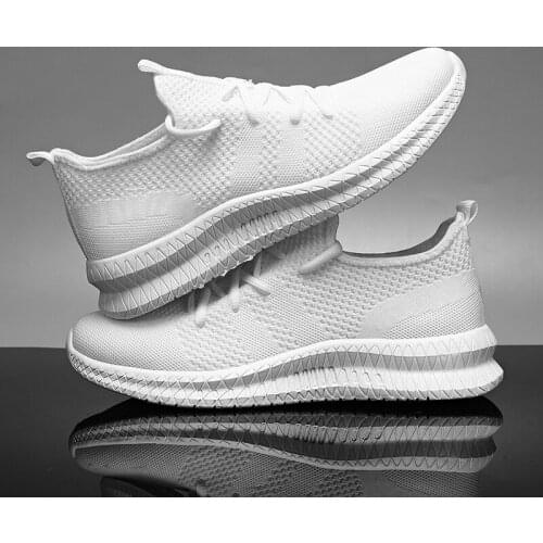 New Mens Casual Shoes Light Sneaker Summer Breathable Mesh Outdoor Walking White Large Size Sports Fly Woven Mens Shoes