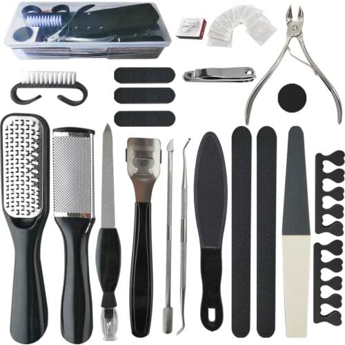 23/20/21/27 pcs/set Pedicure Tool Set Peeling Stainless Steel Foot Plate Nail Clippers Set Professional Nail Shop Tools Kit