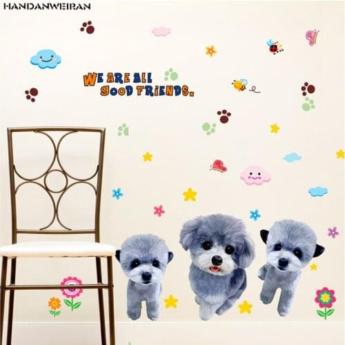 Gray poodle Wall stickers Cartoon home decor Adornment sticker for childrens house Removable children stickers