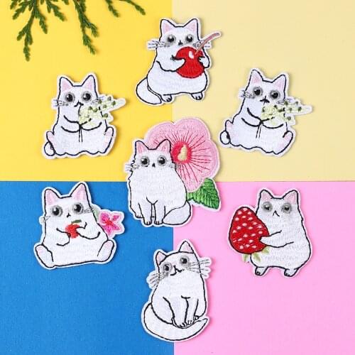 Cartoon Totoro Embroidered Iron On Patches For Clothes Japan Anime DIY Flower Strawberry Cute Cat Sew On Kids Clothes Appliques