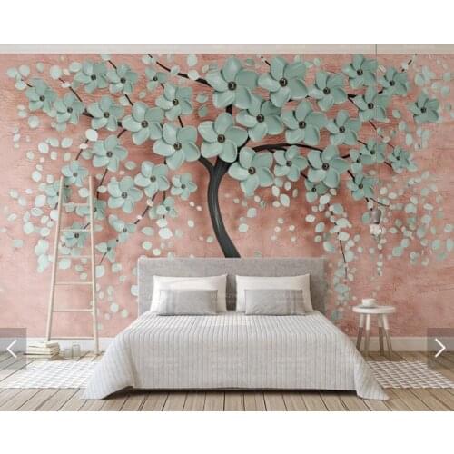 Nordic Blue Flower Tree Wall Papers for Walls 3 D Mural Wallpaper 3d Wall Murals Bedroom Backdrop Floral Wallpaper Contact Paper