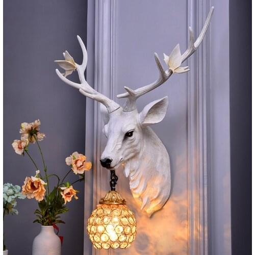Nordic White Antler Wall Lamp Personality Creative Deer Light Living Room Indoor Home Decor Wall Sconce Lamp Kitchen Fixtures