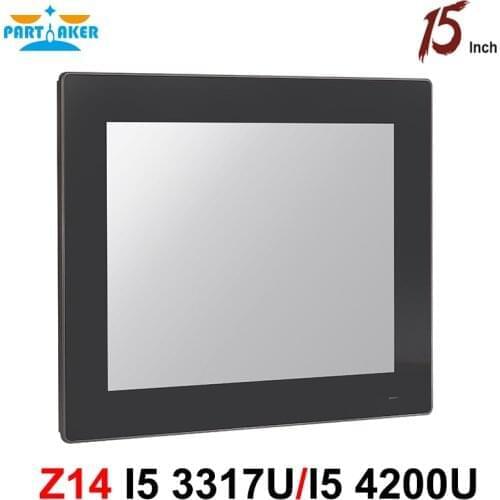 Partaker Z14 Industrial Panel PC All In One PC with 15 Inch Intel Core i5 4200U 3317U with 10-Point Capacitive Touch Screen