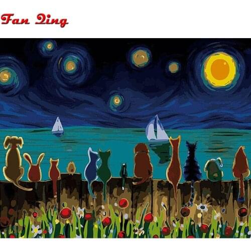 Full 5D Diy Diamond Painting Cross stitch Abstract starry colored little animals mosaic square Rhinestones Embroidery home decor