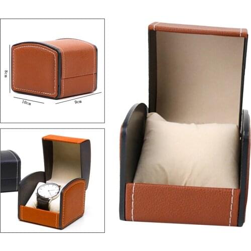 Black PU Leather Watch Case Storage Holder Organizer Bracelet Jewelry Box