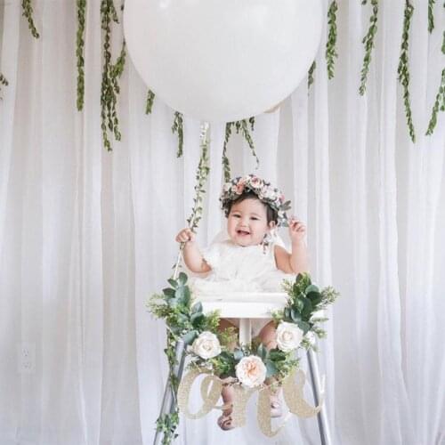 Baby Boy girl 1st first one year old happy Birthday Hat Crown Headband balloons High Chair banner decoration gift Photo Prop