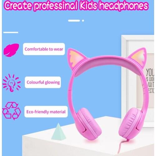 K06 Wired Headphone With 3.5mm Jack Cat Ear Headset With LED Light Lightweight Portable HIFI Stereo Surround Sound Earbuds